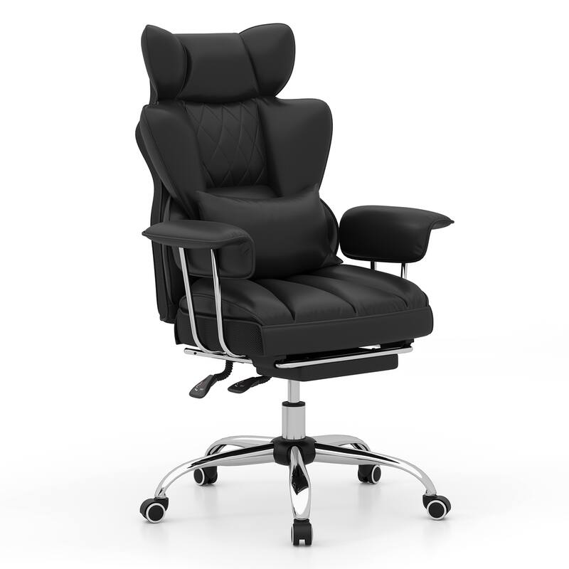 Costway Office Desk Chair Big and Tall Executive Office Chair with - See Details - Black