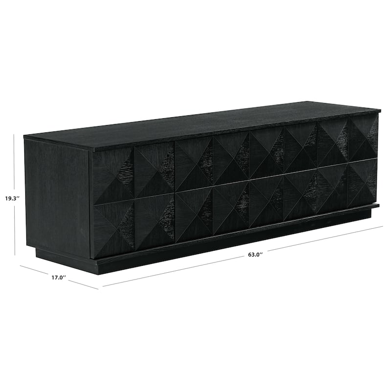 SAFAVIEH Couture Patty 4 Door Wood Media Stand - 63"W x 17"D x 19"H