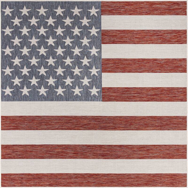 Outdoor Zrand Collection Area Rug - Red - 7'10" Square