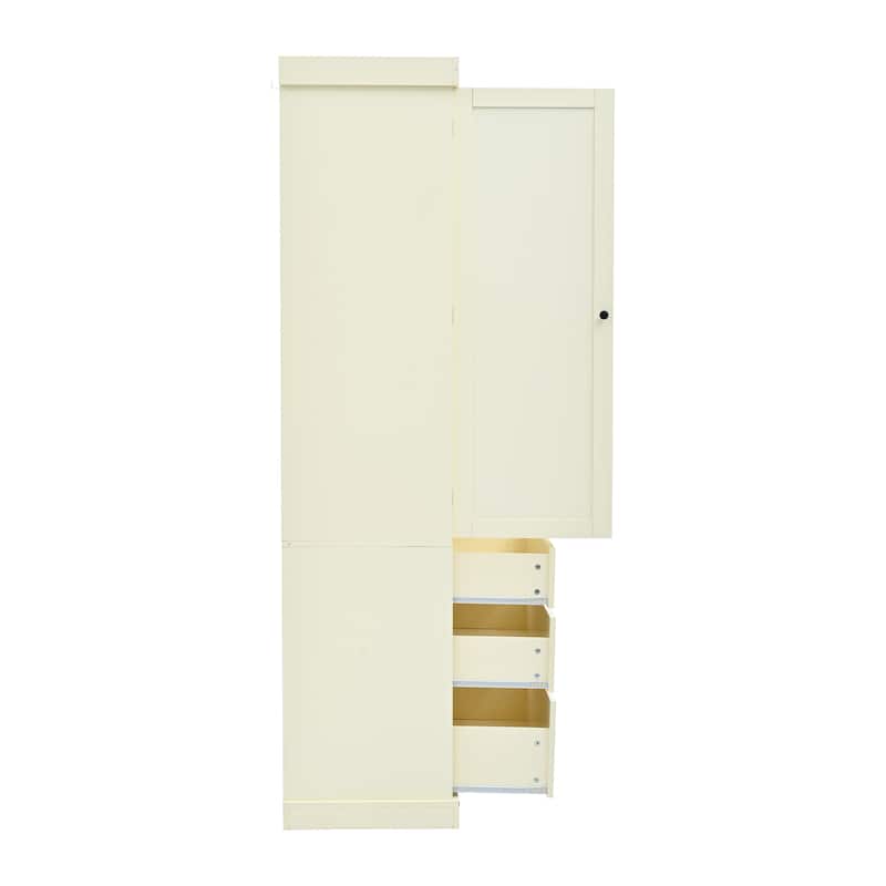 Kitchen Pantry Tall Storage Cabinet w/ Adjustable Shelves & 3 Drawers