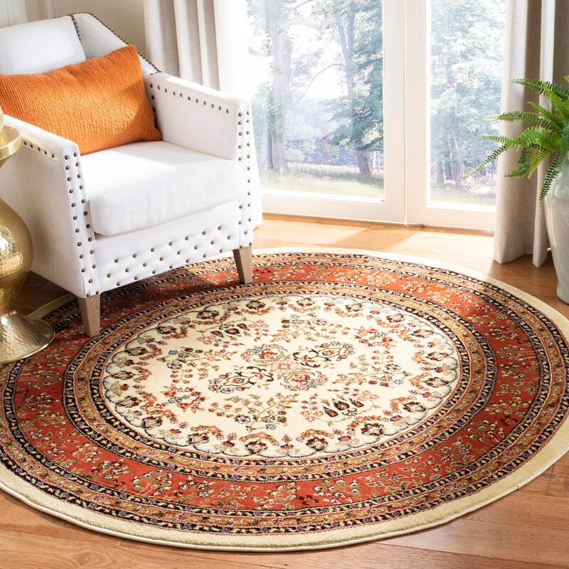 SAFAVIEH, Lyndhurst Sonja Traditional Oriental Rug - 4' Round - Ivory/Rust
