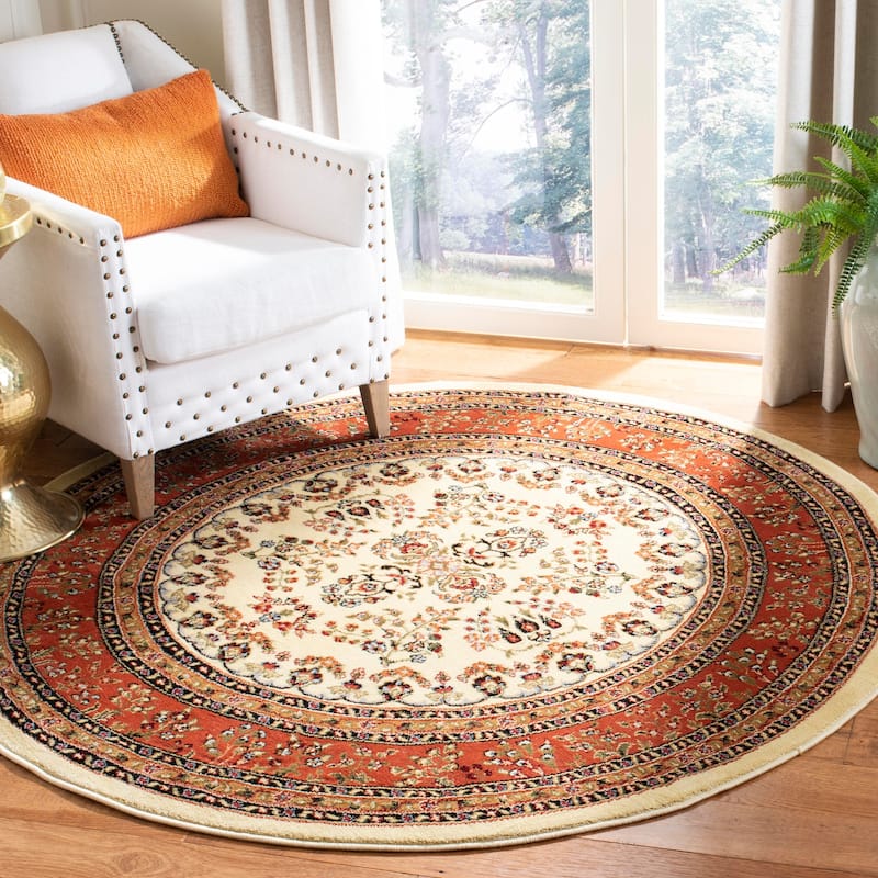 SAFAVIEH Lyndhurst Kuralay Traditional Oriental Rug - 5'3" Round - Ivory/Rust - Round