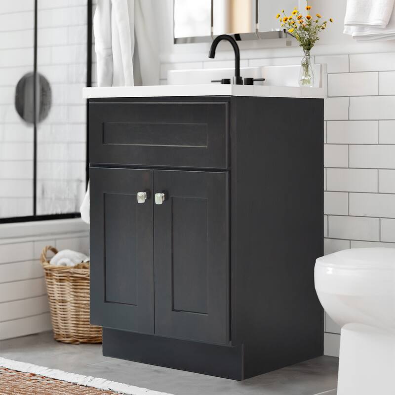 Brookings 25 Inch Assembled Bath Vanity with Cultured Marble Top - Espresso