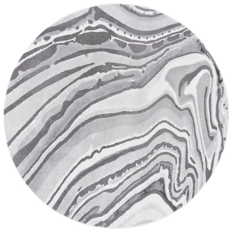 SAFAVIEH Craft Zdravka Modern Abstract Rug - 6'7" Round - Light Grey/Grey