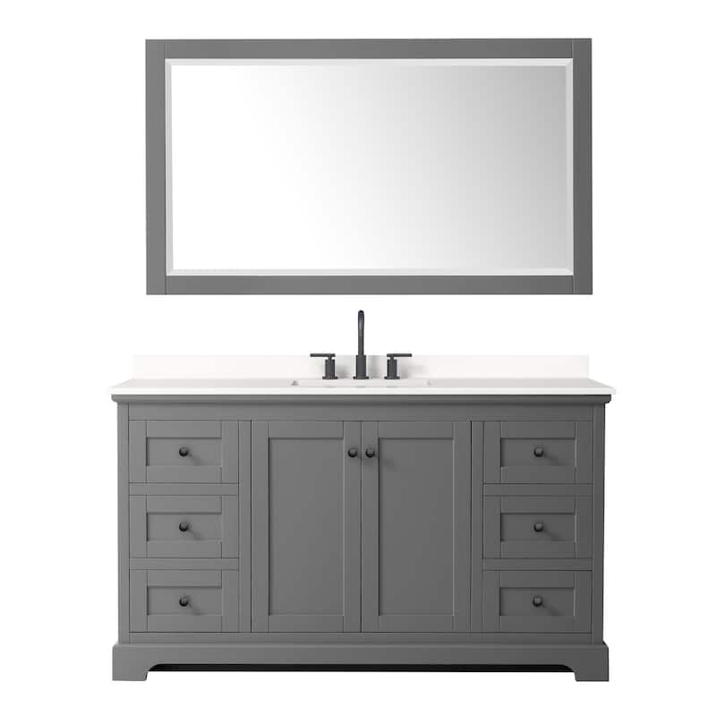 Avery 60-inch Single Vanity, Quartz Top, 58-inch Mirror