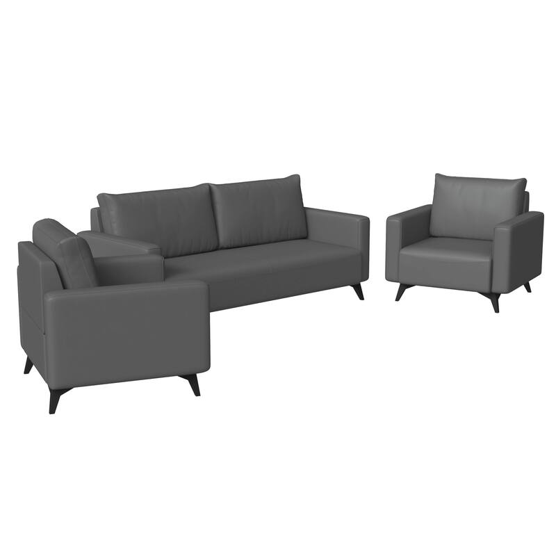 3-Piece Sofa Set Upholstered in Leather Inno Series by LeisureMod