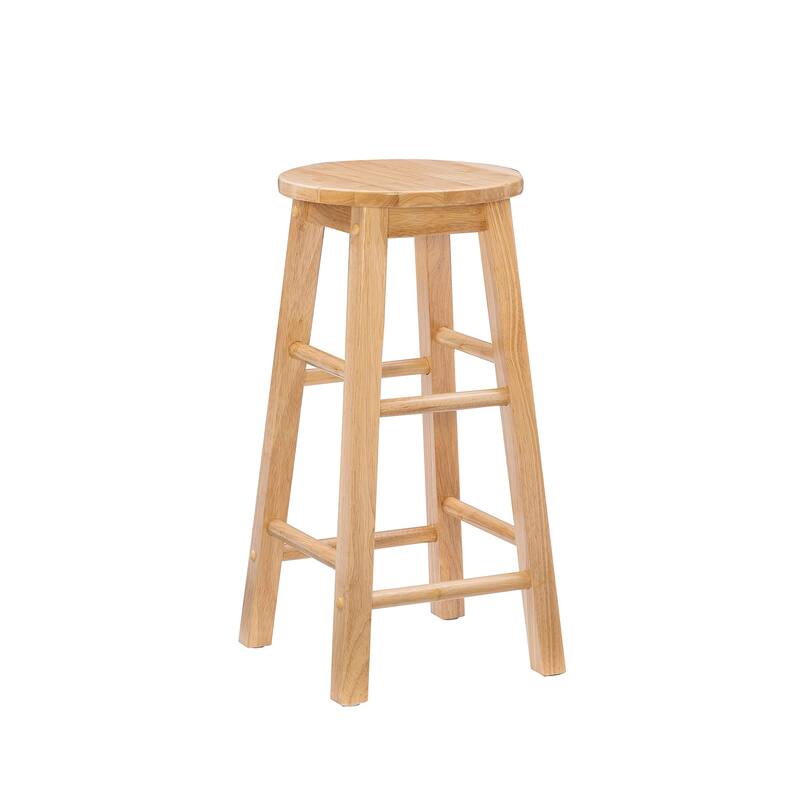 Natural Barstool with Round Seat, 24-Inch - Brown