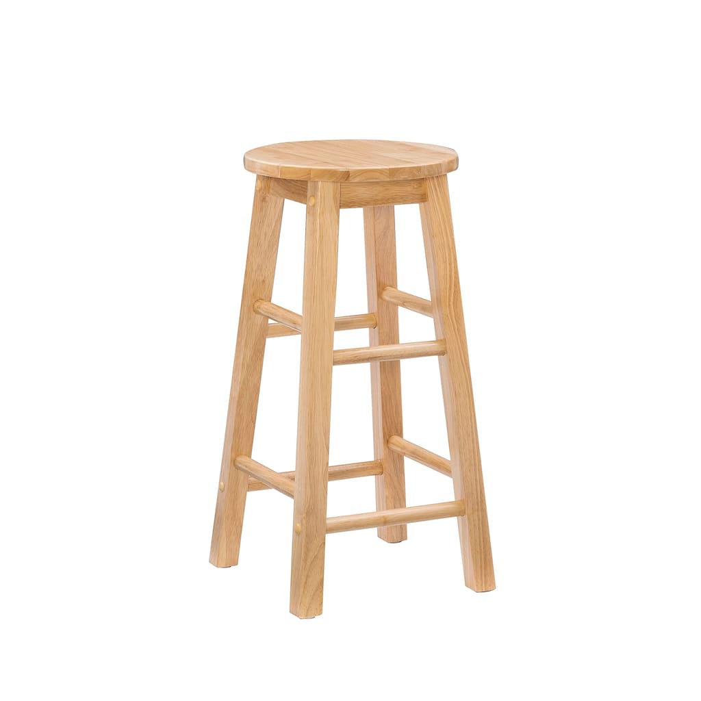 Natural Barstool with Round Seat, 24-Inch
