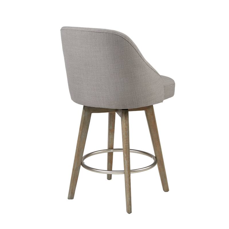 Madison Park Pearce Swivel Upholstered Counter Stool with Solid Wood Legs & Metal Footrest