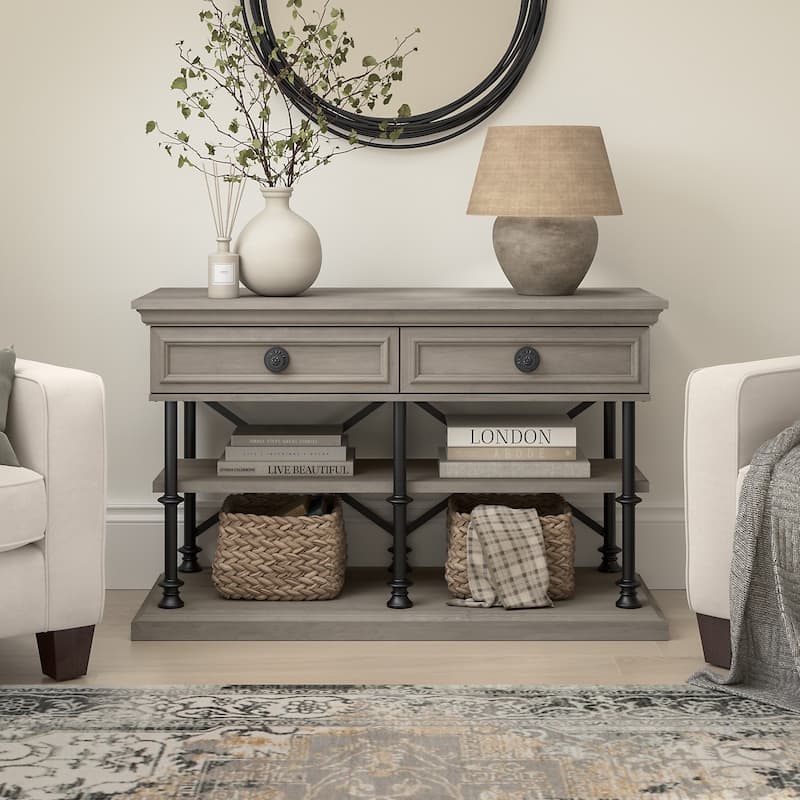 Coliseum Designer Console Table by Bush Furniture - Driftwood Gray