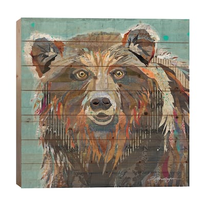 Majestic Montana Grizzly Bear Print On Wood by Traci Anderson - Multi-Color