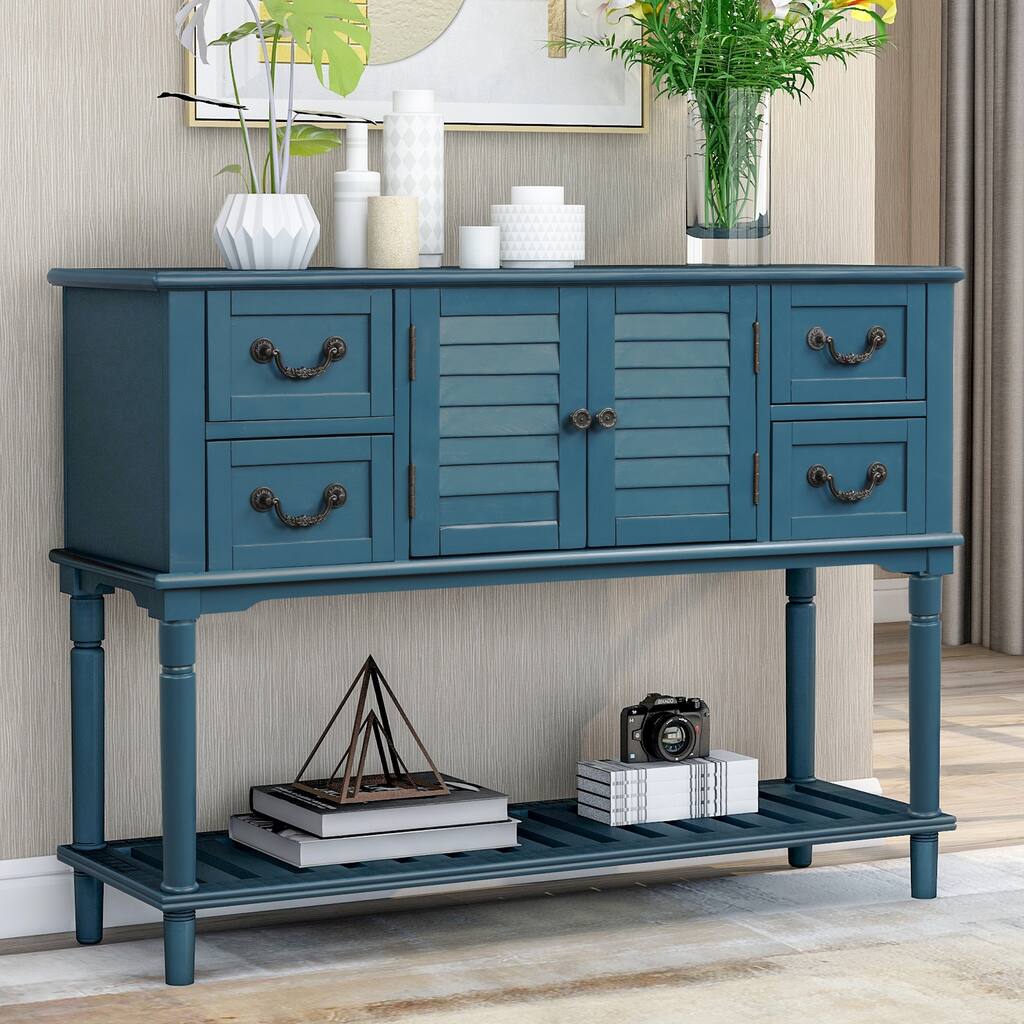 Nestfair 4-Drawer Console Table with Shutter Door