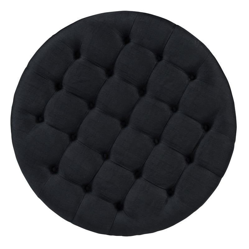 Modern Large Round Ottoman Coffee Table 2-Tier Oversized Button Tufted Ottoman with wheels