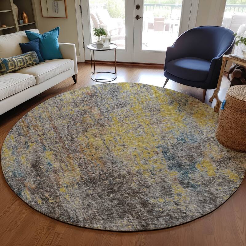 Machine Washable Indoor/ Outdoor Chantille Solid Ombre Rug - Mocha - 8' x 8'