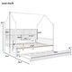 preview thumbnail 4 of 15, Full Size Kids Bed with Trundle and Back Shelf, Wooden House Frame with Roof and Play Area Design