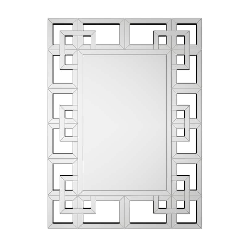 Large Elegant Geometric Border Beveled Decorative Wall Mirror for Home - 40in.Wx28in.H
