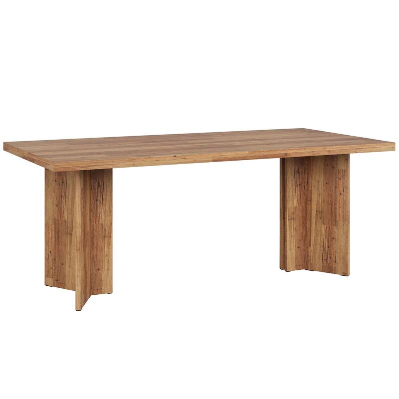 63" Farmhouse Executive Desk - Vintage Wood Computer Workstation with Thickened Tabletop, Large Writing & Conference Table