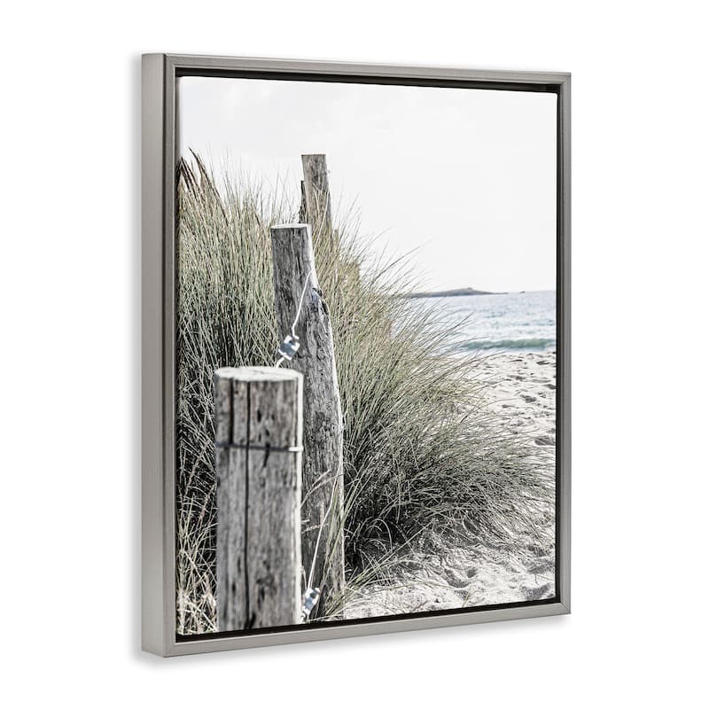 Stupell Coastal Beach Landscape Framed Floater Canvas Wall Art Design by Incado