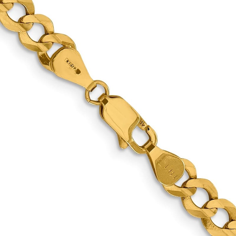 Curata 14k 5.9mm Solid Polished Light Flat Miami Curb Chain Bracelet