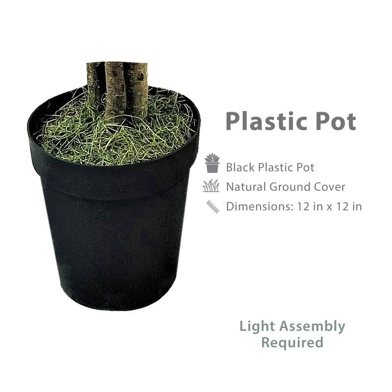 Artificial Ficus Tree 6FT Faux Indoor Tree in Black Plastic Pot Fake