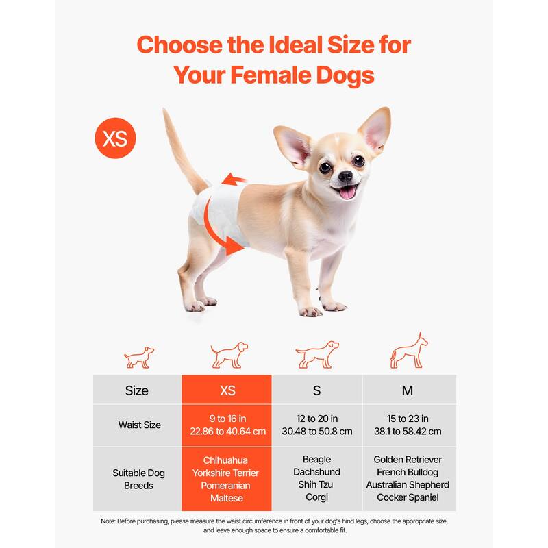 UIMOSO Disposable Dog Diapers, Super Absorbent Female Dog Diapers, 360° Leak-Proof Female Doggy Pet Diaper