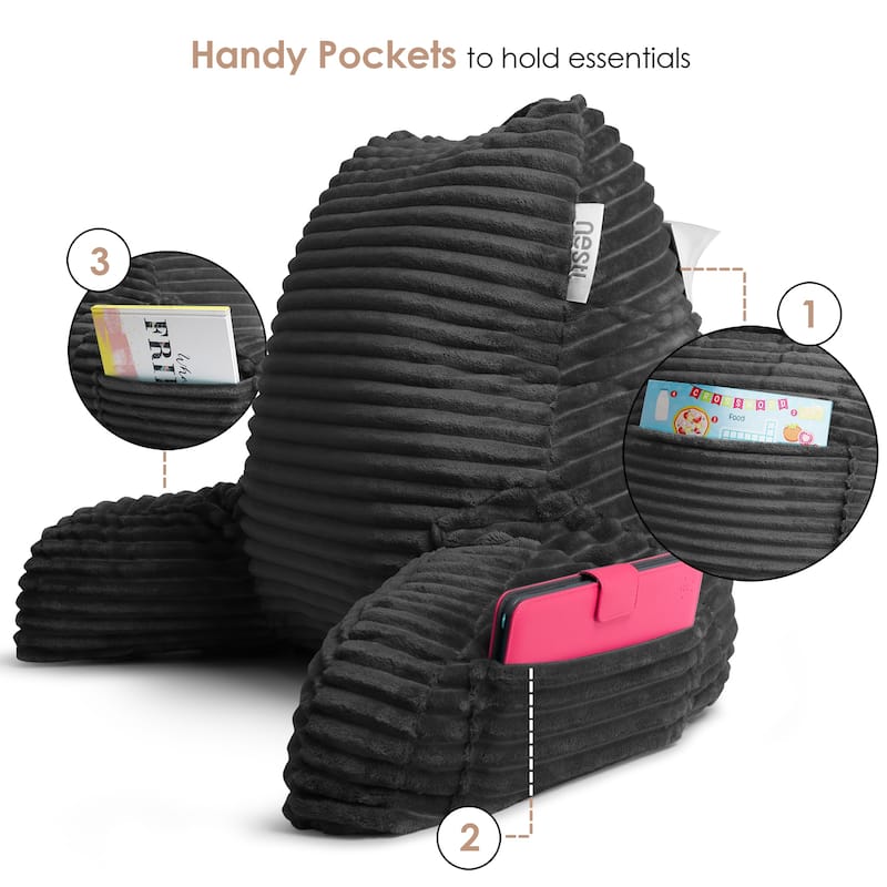 Nestl Cut Plush Reading Pillow with Portable Lap Desk Stand for Laptop - Shredded Memory Foam Back Support Bed Rest Pillow