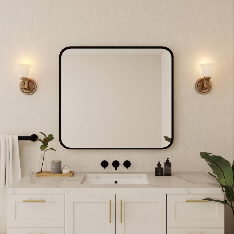 Organnice Rectangular Aluminum Frame Vanity Bathroom Mirror with Clear Glass
