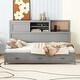 preview thumbnail 1 of 10, Full Size Platform Daybed Frame Storage Bed Relaxation Daybed Multifunctional Daybed with Center Legs & Slat Support - Grey Grey - Full