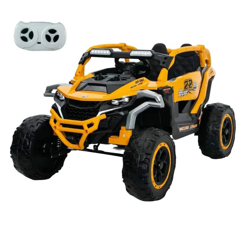 12V 2-Seater Kids Electric UTV Ride-On for Ages 3-6, Yellow with Remote Control & Music