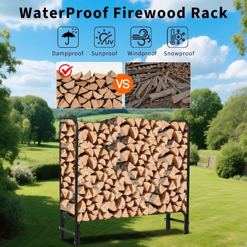 Firewood Rack Storage Cover Set for Patio Outdoor Use Backyard