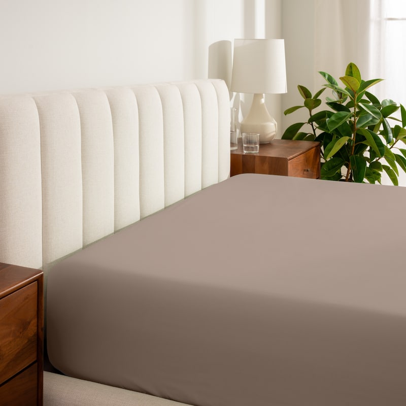 Bare Home Organic Cotton Percale Fitted Bottom Sheet