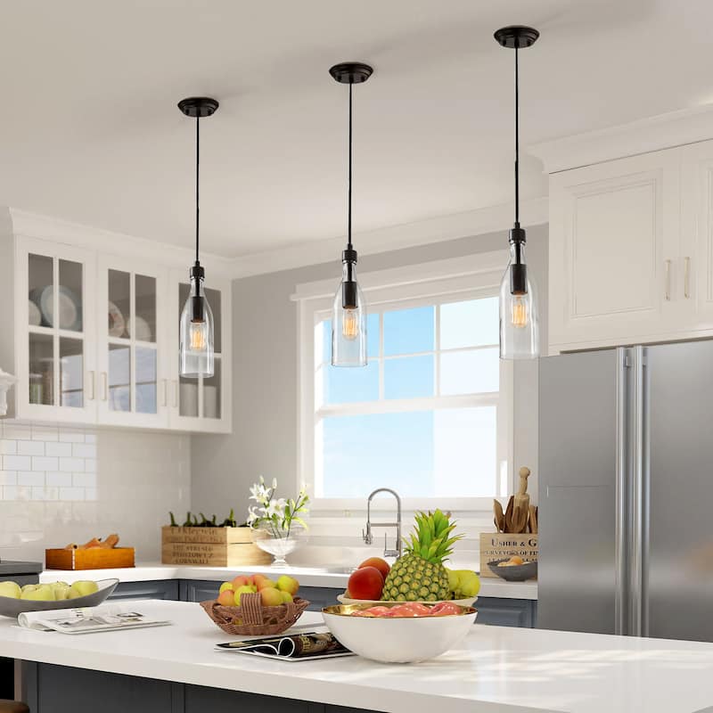 Modern Farmhouse 1-Light Bottle Glass Island Pendant Lights for Dining Room