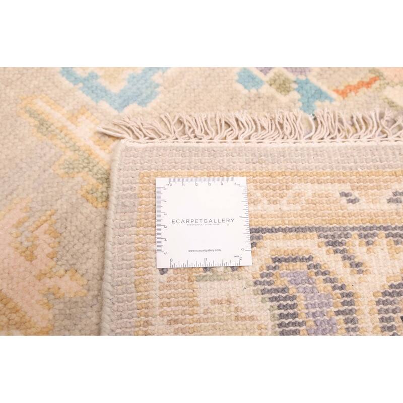 ECARPETGALLERY Hand-knotted Modern Oushak Light Grey Wool Rug - 4'1 x 6'2