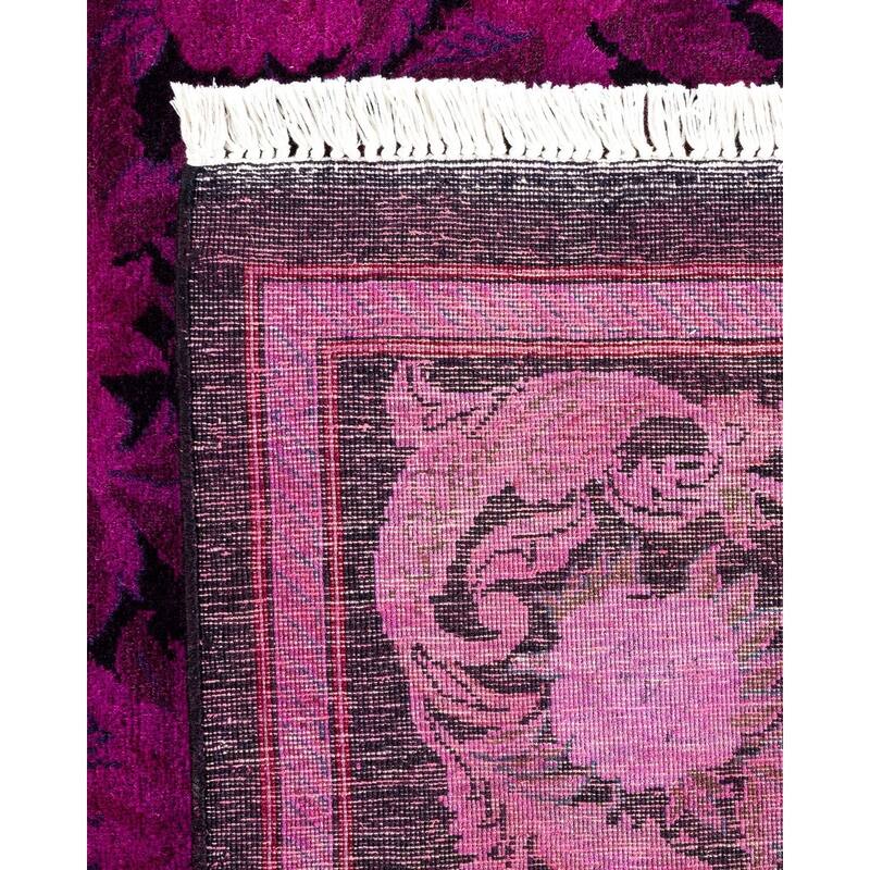 Overton Hand Knotted Wool Vintage Inspired Modern Contemporary Overdyed Pink Area Rug - 6' 2" x 9' 1"