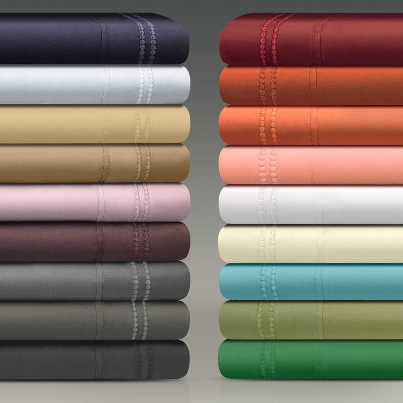 Superior Wrinkle Resistant Embroidered Microfiber Bed Sheet Set