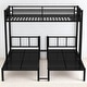 preview thumbnail 5 of 10, Triple Bunk Bed,Metal Twin Over Twin & Twin Beds with Ladder, Guardrails, Shelf & Table, Convertible L-Shaped Design