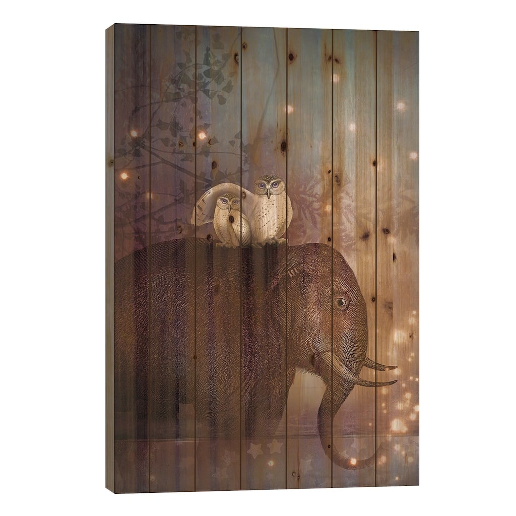 Riding Through The Night Print On Wood by Catrin Welz-Stein - Multi-Color