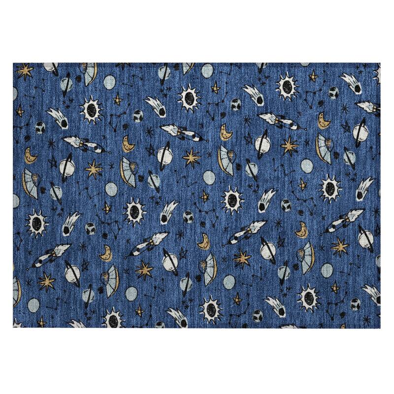 Machine Washable Indoor/ Outdoor Spaceship Chantille Rug