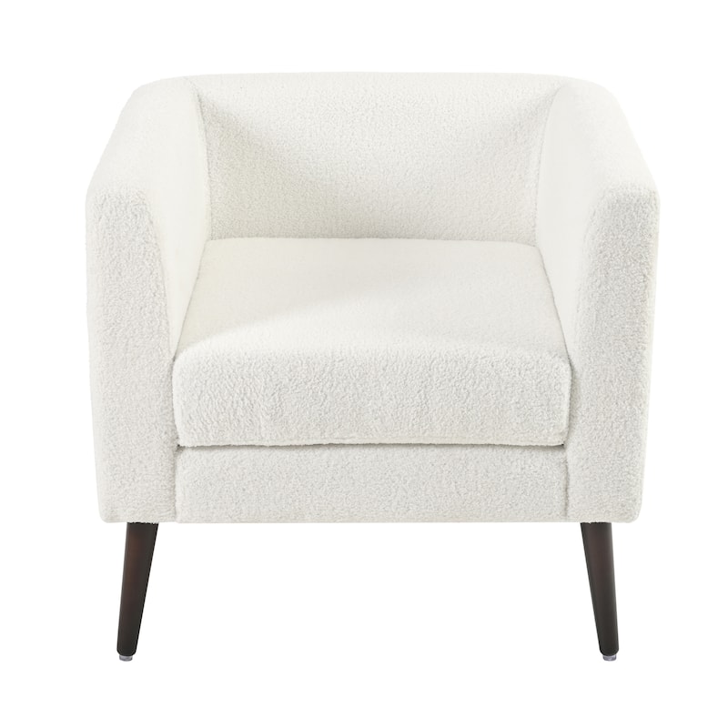 Upholstered Teddy Fabric Accent Chair, Arm Chairs with Pillow Mid Century Modern Living Room Lounge Chair, Single Sofa Chair