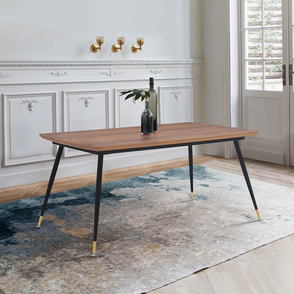 Messina Modern Walnut and Metal Dining Room Table