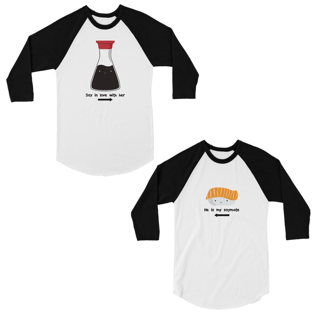 Shop Sushi Soy Sauce Cute Matching Baseball Shirts For Couples