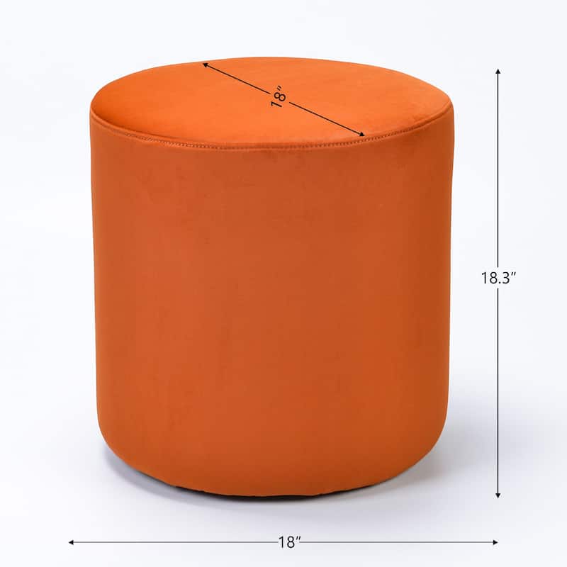 KINWELL Round Upholstered Pouf Ottoman Footrest