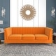 preview thumbnail 2 of 31, Contemporary Flared Arm Tufted Velvet Sofa with Gold Trim Legs Orange