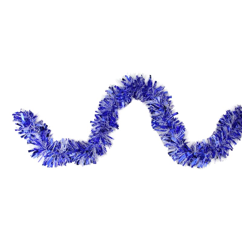 12' x 3" Shiny Blue Snowblush Wide Cut Tinsel Christmas Garl - Unlit