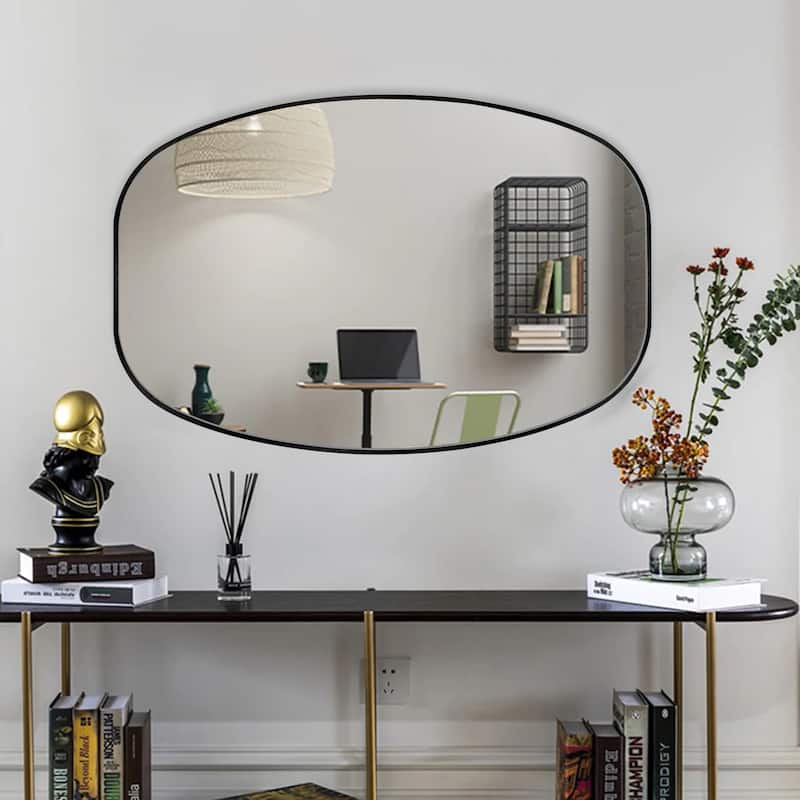 Oval Wall Mirror Bathroom Mirror for Over Sink - 30"X40" - Black