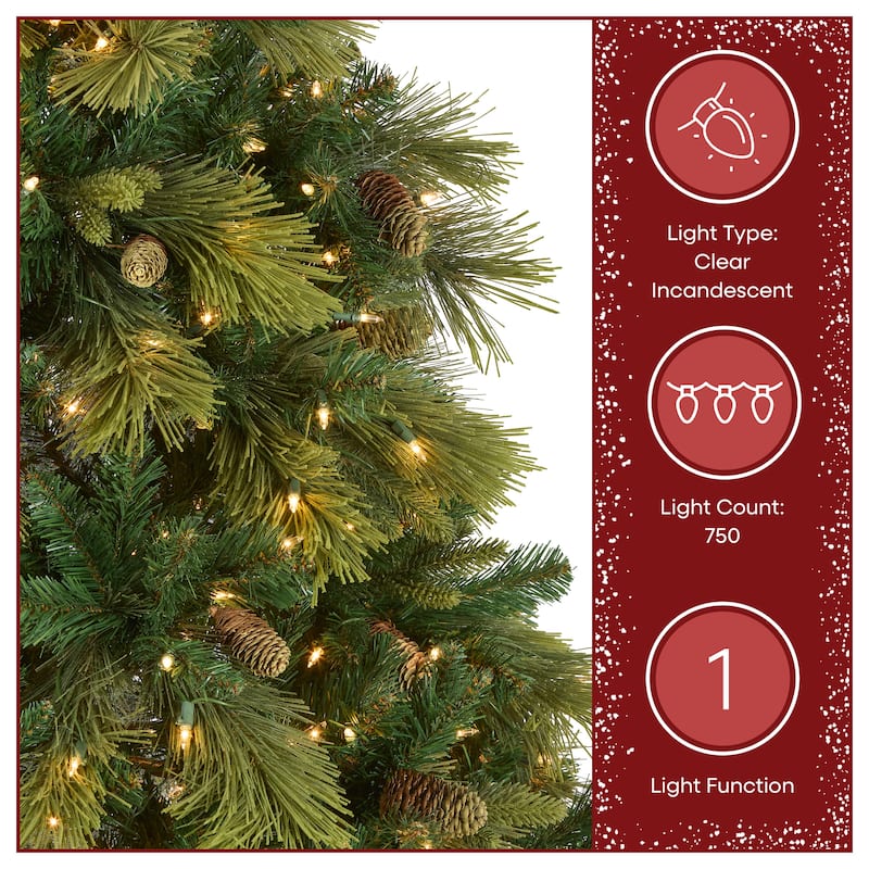National Tree Company 7.5 ft. Pre-Lit Carolina Pine Christmas Tree - 7.5 Foot