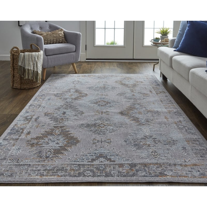 Xogiw Power Loomed Distressed Geometric Modern Stain Resistant Durable Area Rug By HomeRoots - 5' x 8'