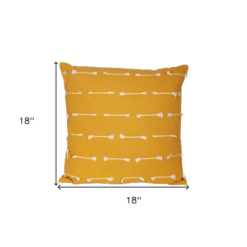 HomeRoots 18" Yellow Striped Cotton Throw Pillow With Texture