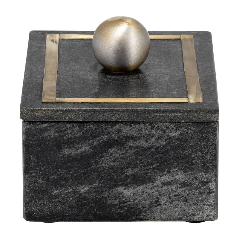 Decorative Box Marble Stone Metal Brass Modern Storage Container with Removable Lid