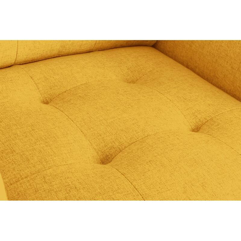 33.5" Linen Fabric Armchair with Metal Legs, Side Pockets, and Pillow